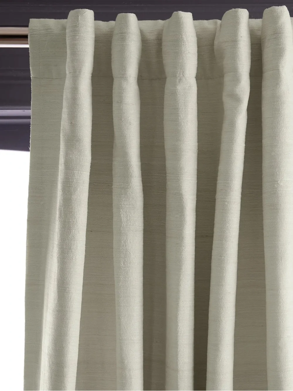 QUINCE Set Of 2 48x96 Raw Silk Blackout Curtains Ivory 9026